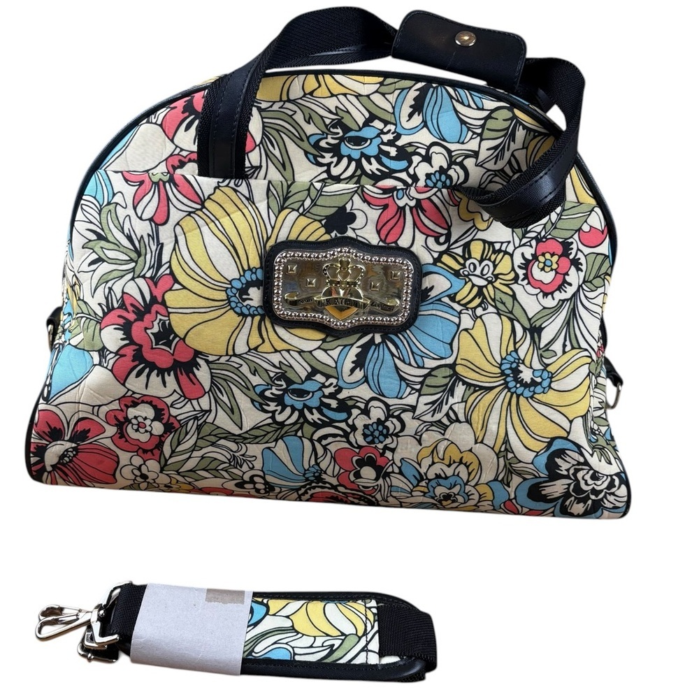 Kathy Van Zeeland Floral Weekender Travel Bag Shoulder Strap Vibrant Overnight